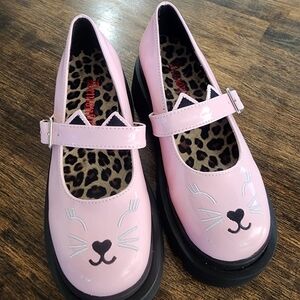 Demonia Renegade 56 Pink Kitty Cat Platform Chunky Mary Janes, Size 7‎